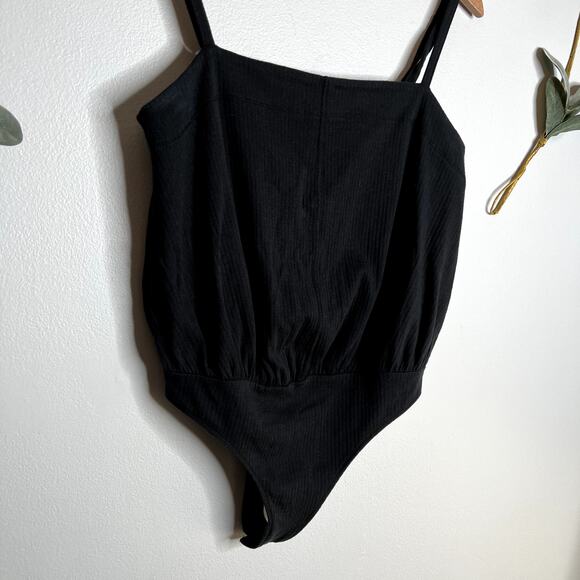 Free People Square Neck Black Tank Bodysuit LAST CALL - Picture 2 of 6